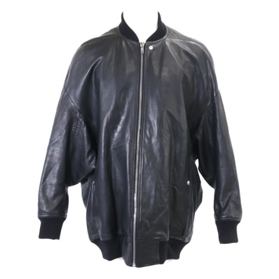 リックオウエンス 【美品/国内正規/24年製】RU02D6795-LNV PORTERVILLE期 JUMBO PETER FLIGHT ラムレザージャケット 48