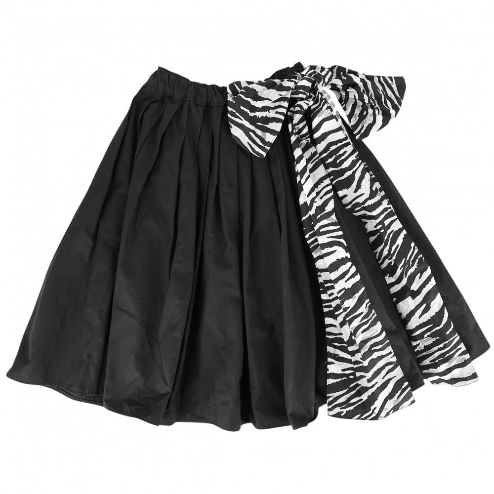 PRADA プラダ スカート ゼブラ リボン ボトムス 服 アパレル 36 ブラック 黒 コットン レディース 美品【中古品】