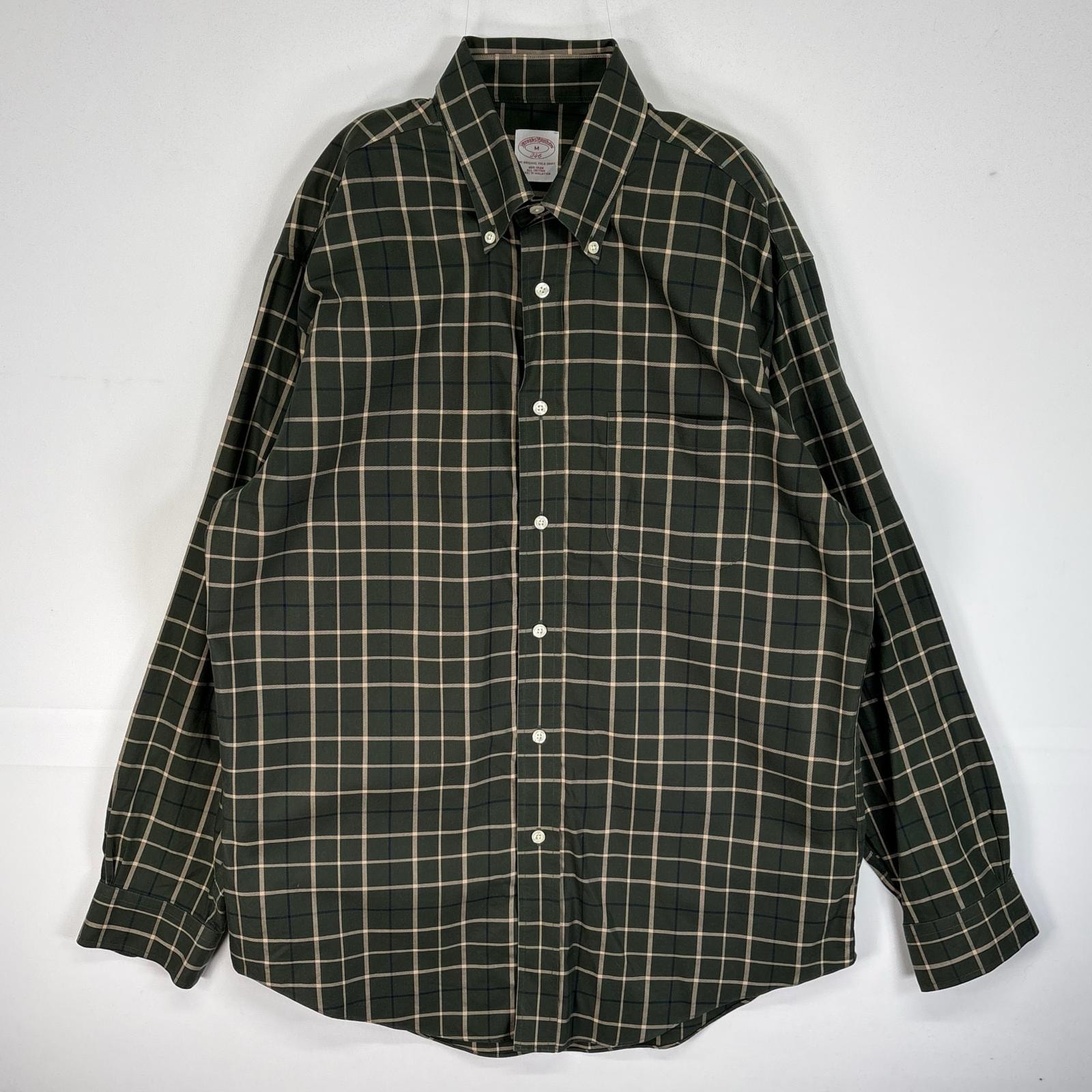 古着 ブルックスブラザーズ Brooks Brothers 長袖シャツ チェック 346 胸ポケ M  グリーン系 マルチカラー メンズ