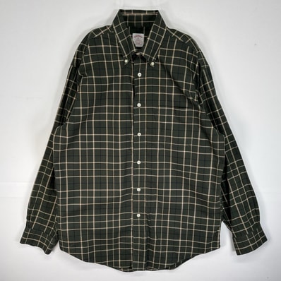 古着 ブルックスブラザーズ Brooks Brothers 長袖シャツ チェック 346 胸ポケ M グリーン系 マルチカラー メンズ