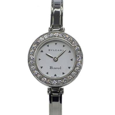 BVLGARI ブルガリ B-ZERO1 ビーゼロワン バングルウォッチ ダイヤベゼル 腕時計 BZ22WSDS ステンレス ダイヤモンド ホワイト シルバー クオーツ レディース【中古】