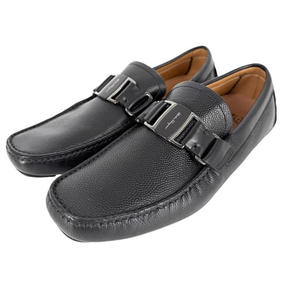 Salvatore Ferragamo サルヴァトーレフェラガモ ローファー ドライビングシューズ 靴 6サイズ 約25.5cm レザー ブラック 黒 シルバー金具 レディース 美品【中古品】