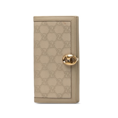 グッチ グッチシマ 長財布 159641 グレー系 レザー レディース GUCCI 【中古】