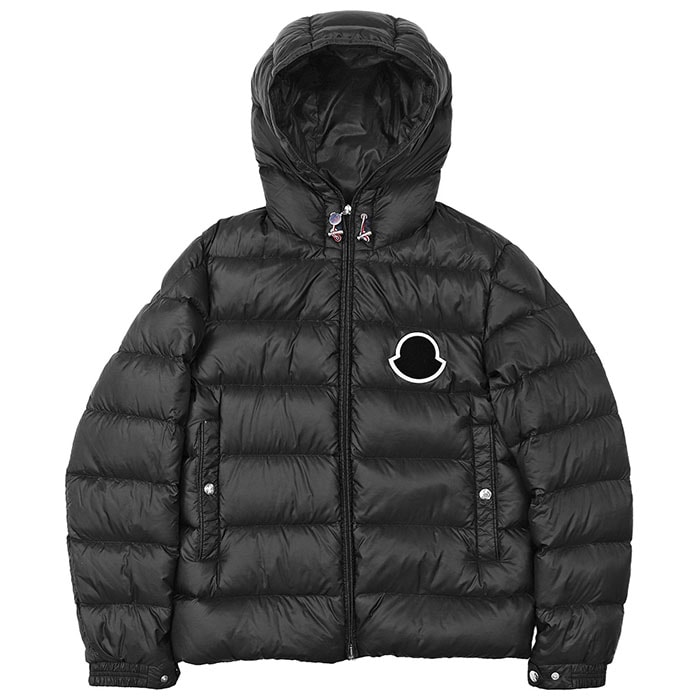 モンクレール 2019年製 SASSIERE DOUDOUNE LEGER デカロゴワッペン ダウンジャケット メンズ ブラック 1 MONCLER