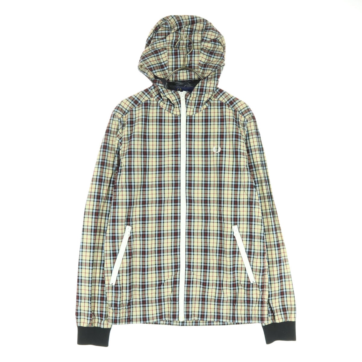 FRED PERRY フレッドペリー チェック柄 長袖 ジップパーカー M ベージュ