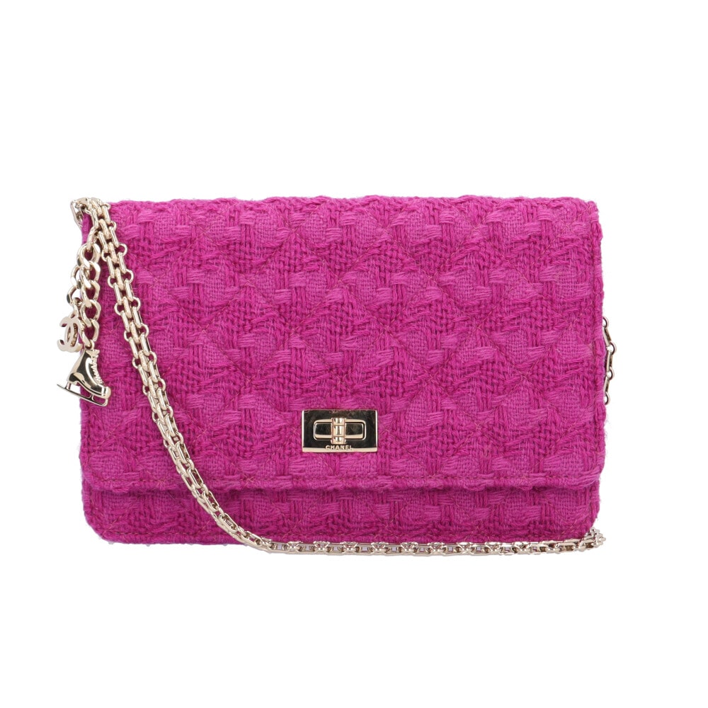 シャネル マトラッセ ショルダーバッグ ツイード パープル レディース CHANEL 中古