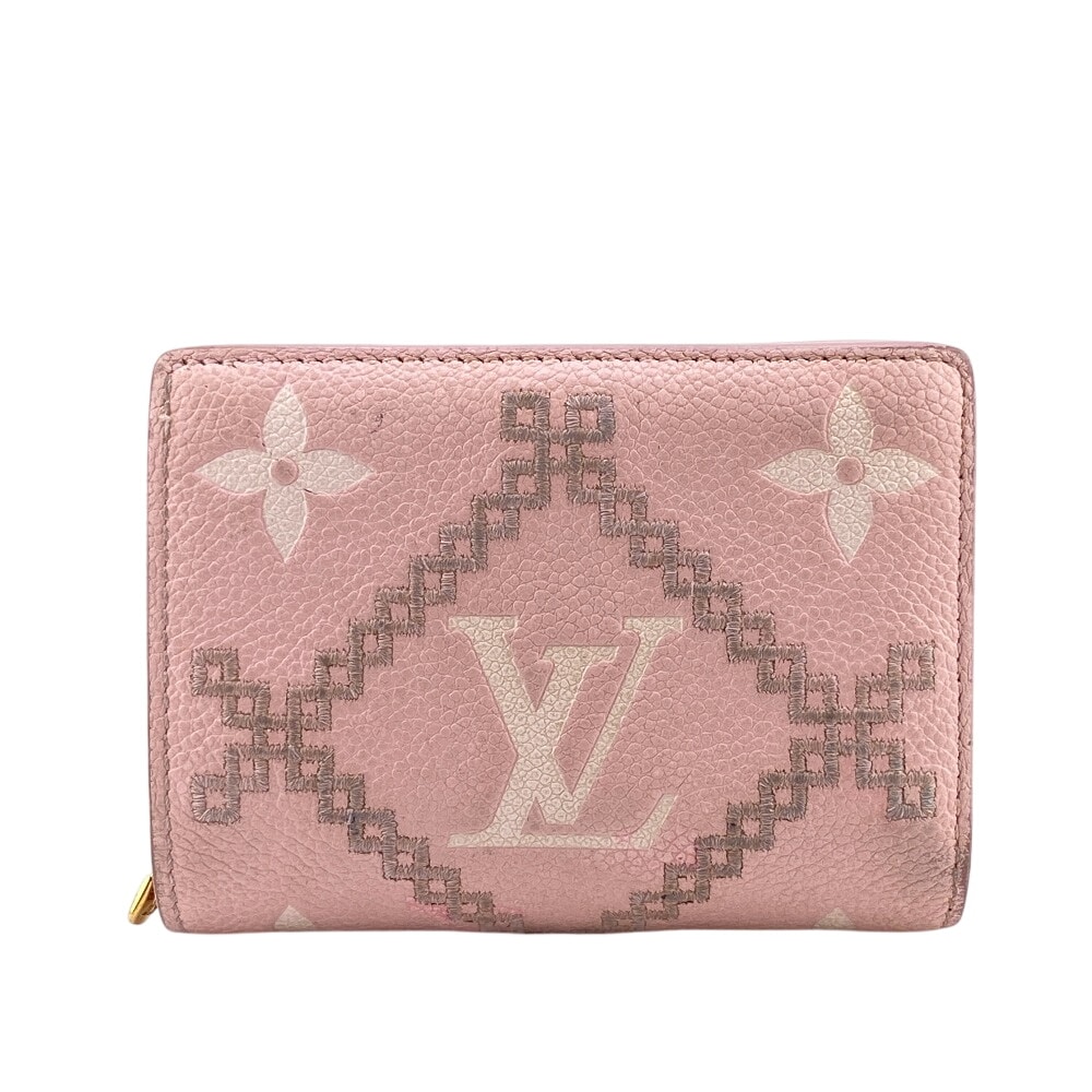 ルイヴィトン LOUIS VUITTON 二つ折り財布 モノグラム アンプラント ブロデリー ポルトフォイユ クレア コンパクトウォレット M81212 ピンク