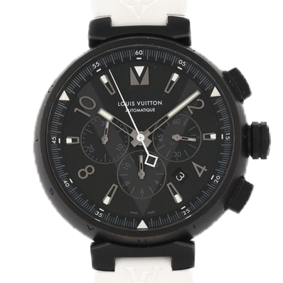 【ノーメンテナンス還元価格】ルイヴィトン タンブールオールブラッククロノグラフ Q1A62 SS 自動巻