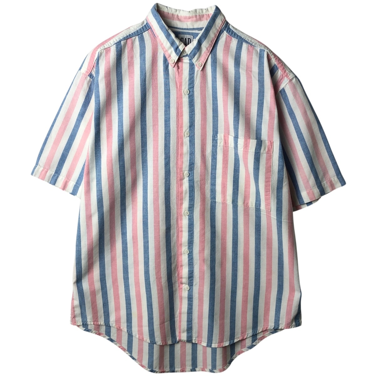 古着 00年代 ギャップ GAP 半袖 ボタンダウン ストライプシャツ メンズXXL相当/eaa635665