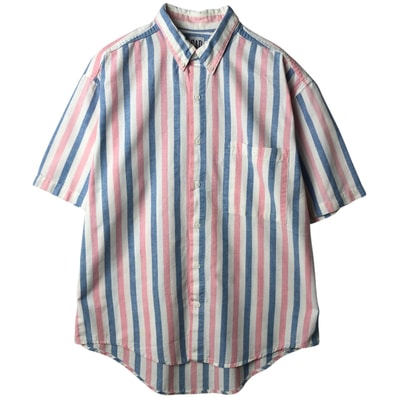 古着 00年代 ギャップ GAP 半袖 ボタンダウン ストライプシャツ メンズXXL相当/eaa635665