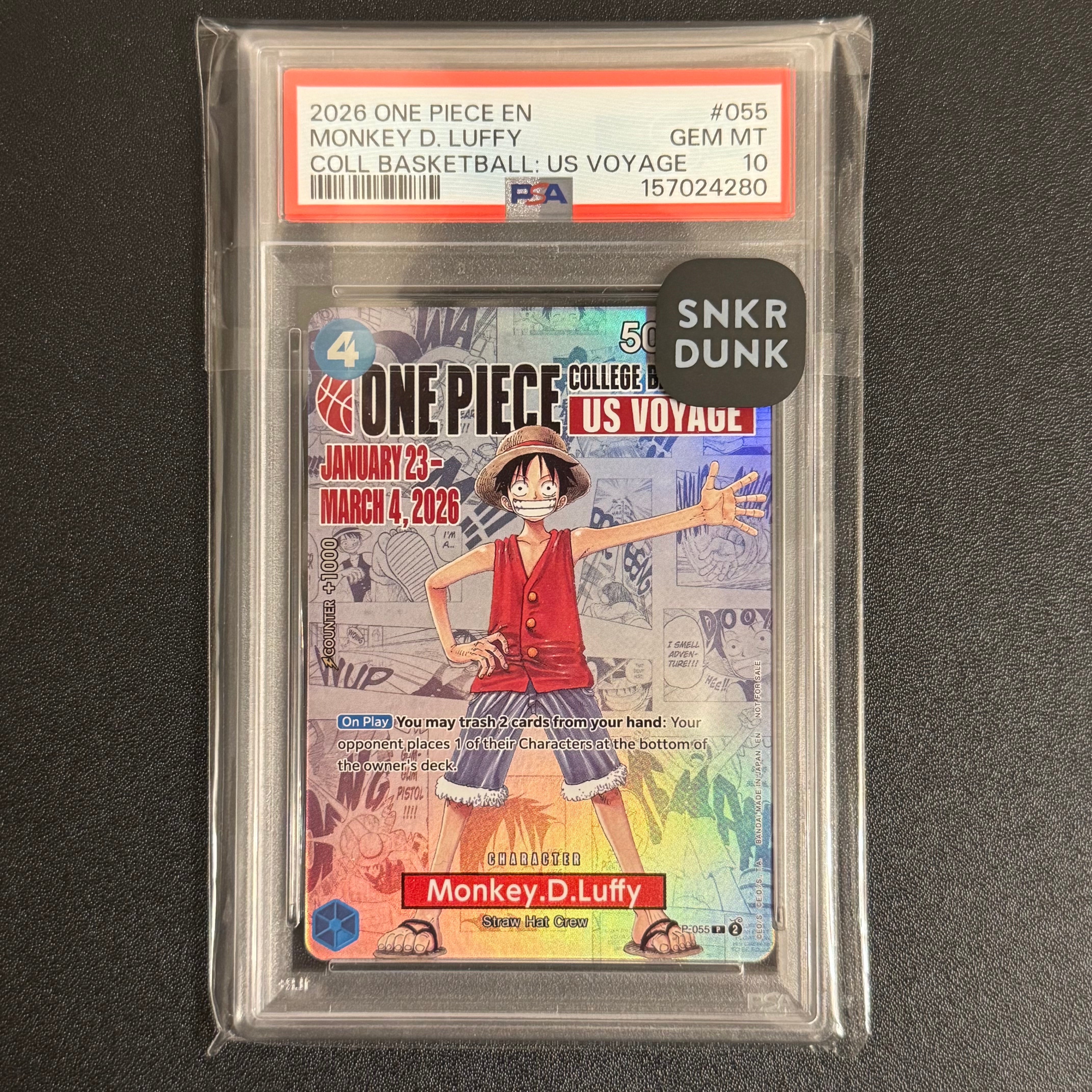 モンキー・D・ルフィ:P (開封済) [P-055]【英語版】(プロモーションカード「ワンピース カレッジ バスケットボール:USボヤージュ」)