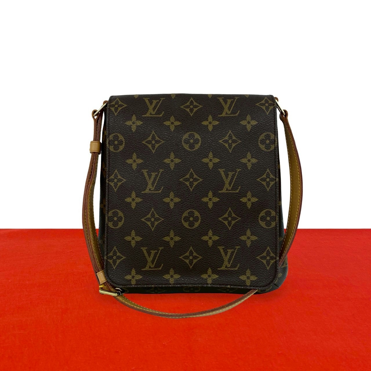 LOUIS VUITTON ルイヴィトン ミュゼットサルサ モノグラム レザー PVC ショルダーバッグ ブラウン
 54744