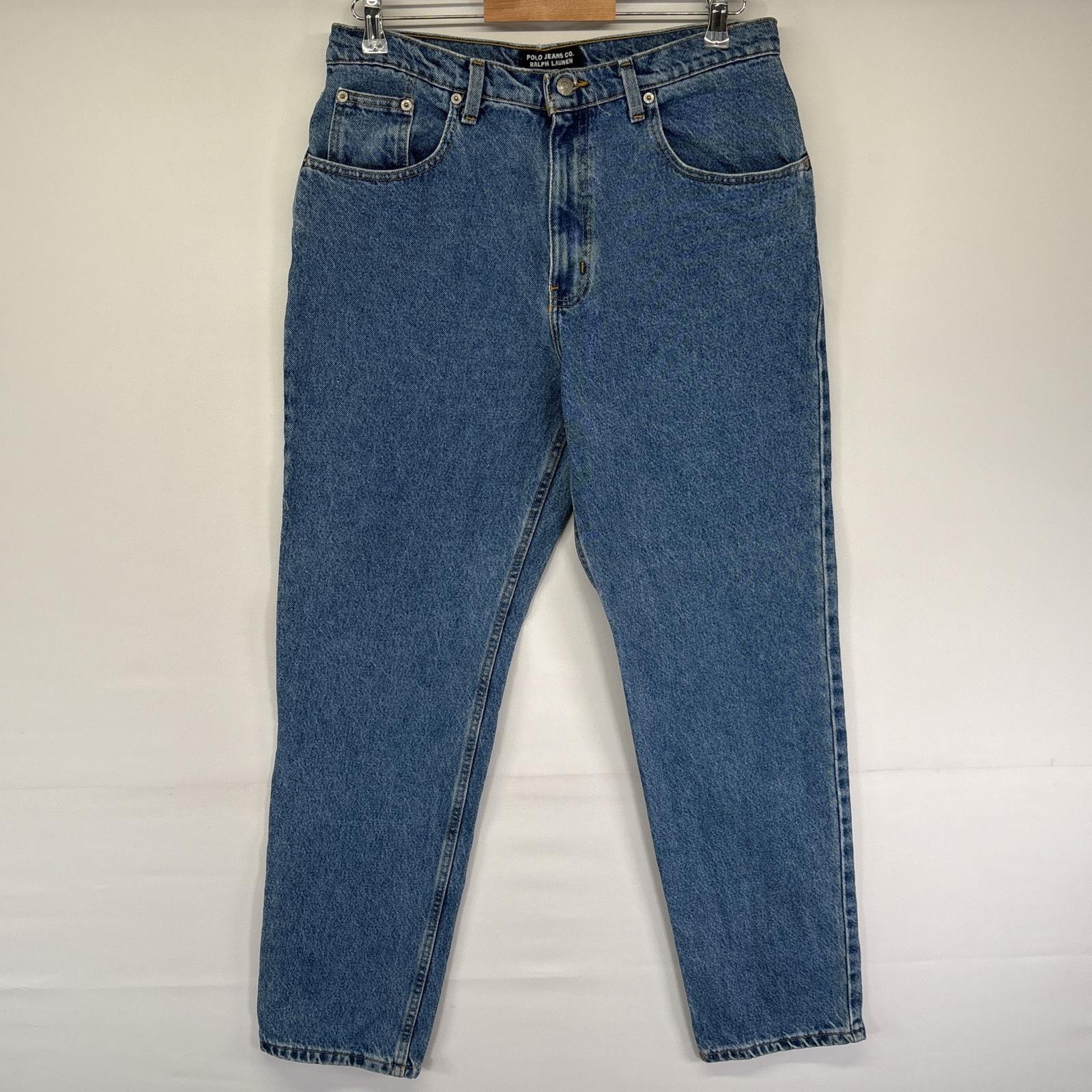 古着 ポロジーンズ POLO JEANS デニムパンツ 5ポケット スリムストレート ワンポイントロゴ ジップ 14×31  ブルー ボーイズ