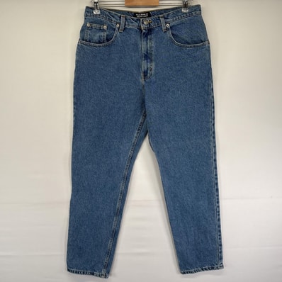 古着 ポロジーンズ POLO JEANS デニムパンツ 5ポケット スリムストレート ワンポイントロゴ ジップ 14×31 ブルー ボーイズ