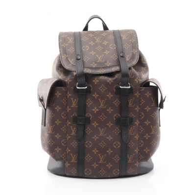 ルイ・ヴィトン LOUIS VUITTON クリストファー MM リュックサック バックパック バッグ PVCコーティングキャンバス レザー モノグラム・マカサー メンズ ブラウン系 / ブラック系 M43735 【中古】