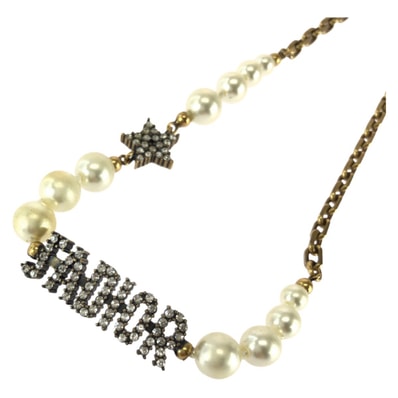 美品 Dior ディオール J'Adior フェイクパール ラインストーン ホワイト ゴールド金具 メタル チョーカー 603997 【中古】