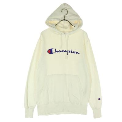 Champion チャンピオン ブランドロゴ 長袖 スウェットパーカー M ホワイト