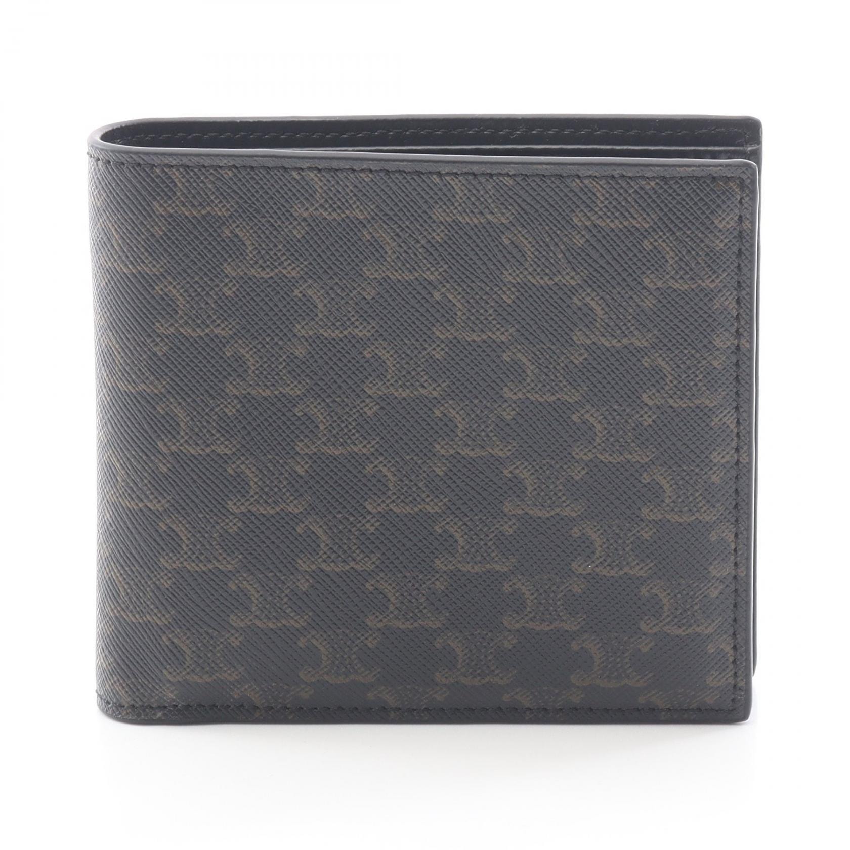 セリーヌ CELINE トリオンフ 二つ折り財布 財布 PVC メンズ レディース ブラック系 / ブラウン系 10C872BQB38NO 【新品】