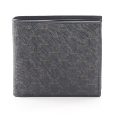 セリーヌ CELINE トリオンフ 二つ折り財布 財布 PVC メンズ レディース ブラック系 / ブラウン系 10C872BQB38NO 【新品】