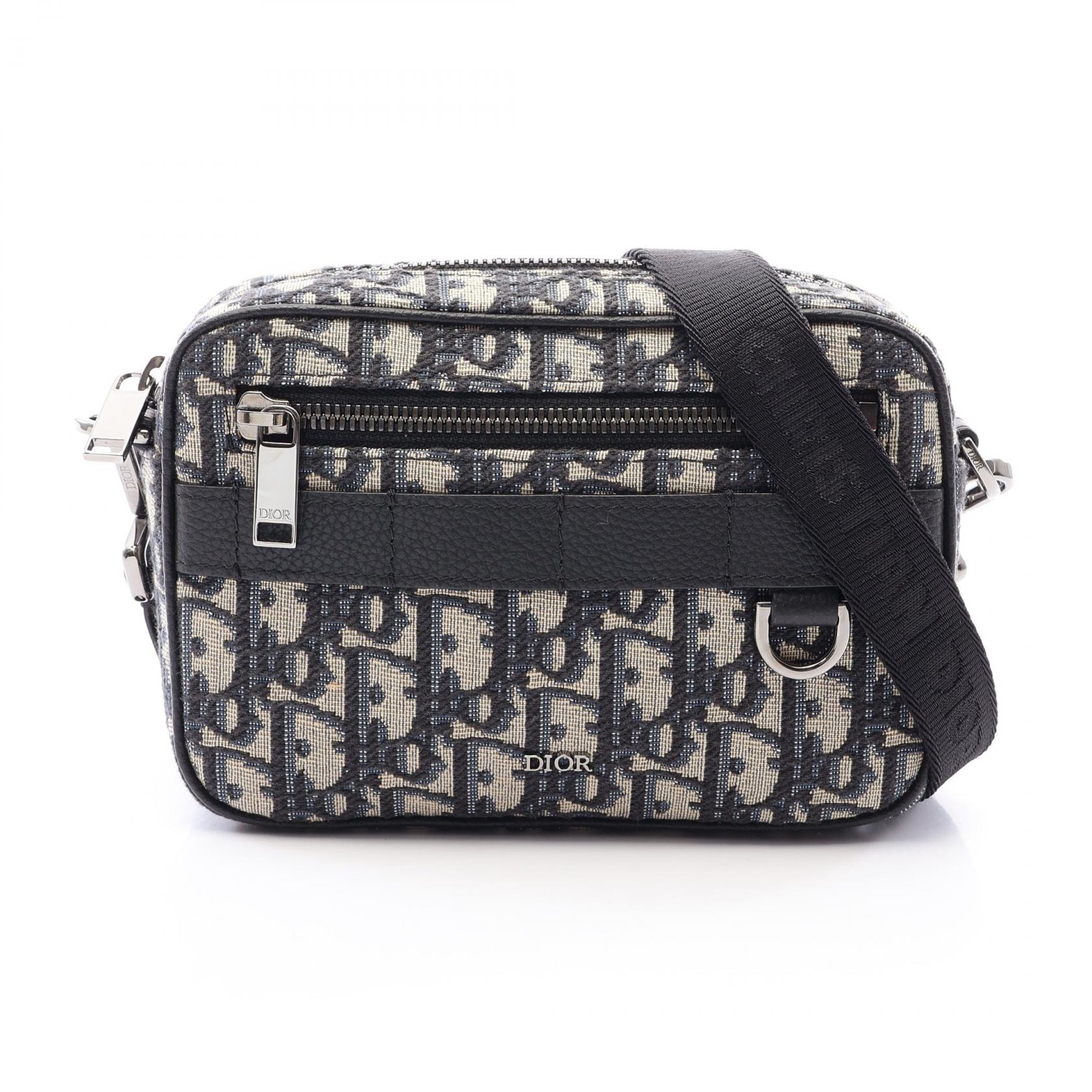 ディオール Dior SAFARI サファリ オブリーク ショルダーバッグ バッグ キャンバス レザー メンズ アイボリー系 / ネイビー系 / ブラック系 【中古】