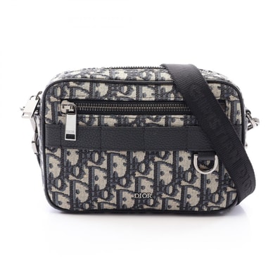 ディオール Dior SAFARI サファリ オブリーク ショルダーバッグ バッグ キャンバス レザー メンズ アイボリー系 / ネイビー系 / ブラック系 【中古】