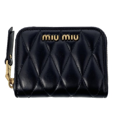 MIUMIU ミュウミュウ マテラッセ コインケース 二つ折り財布 5MM268 ブラック レディース【中古】