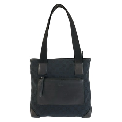 GUCCI グッチ ブラック 黒 GGキャンバス レザー/ トートバッグ ショルダーバッグ 604702 【中古】