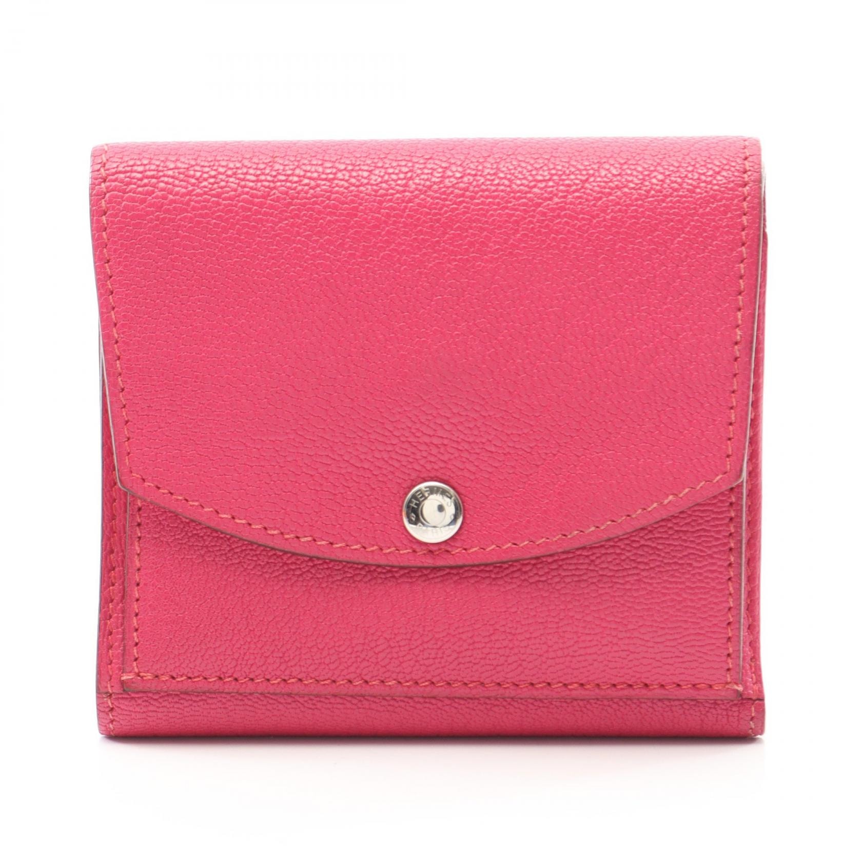 エルメス HERMES ティル 三つ折り財布 財布 レザー シェーブル シェーブル ローズショッキング □L刻印(2008年製造) レディース ピンク系 【中古】