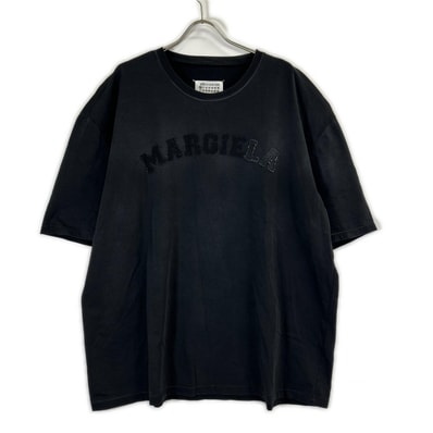 メゾンマルジェラ S50GC0685 ウォッシュブラック オーバーサイズ オーバーダイ ロゴTシャツ L