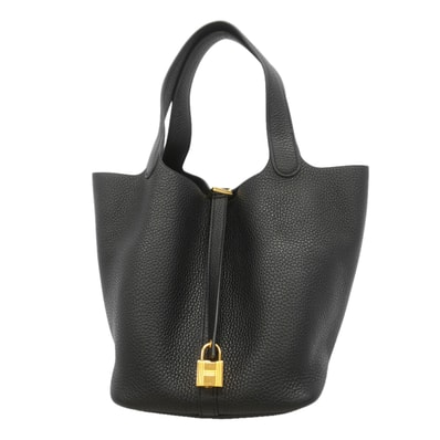 【6kd3349】エルメス ハンドバッグ ピコタンロックMM トリヨンクレマンス ブラック ゴールド金具 Y刻印【中古】レディース