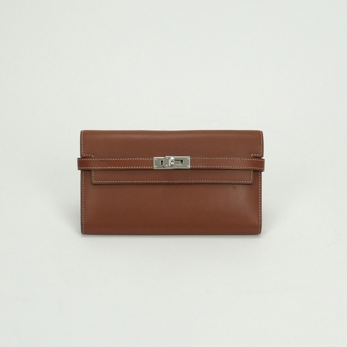 エルメス HERMES ケリーウォレット ケリーウォレットロング 財布 長財布 ロングウォレット ボックスカーフ ゴールド Gold ブラウン Brown 茶 シルバー金具
