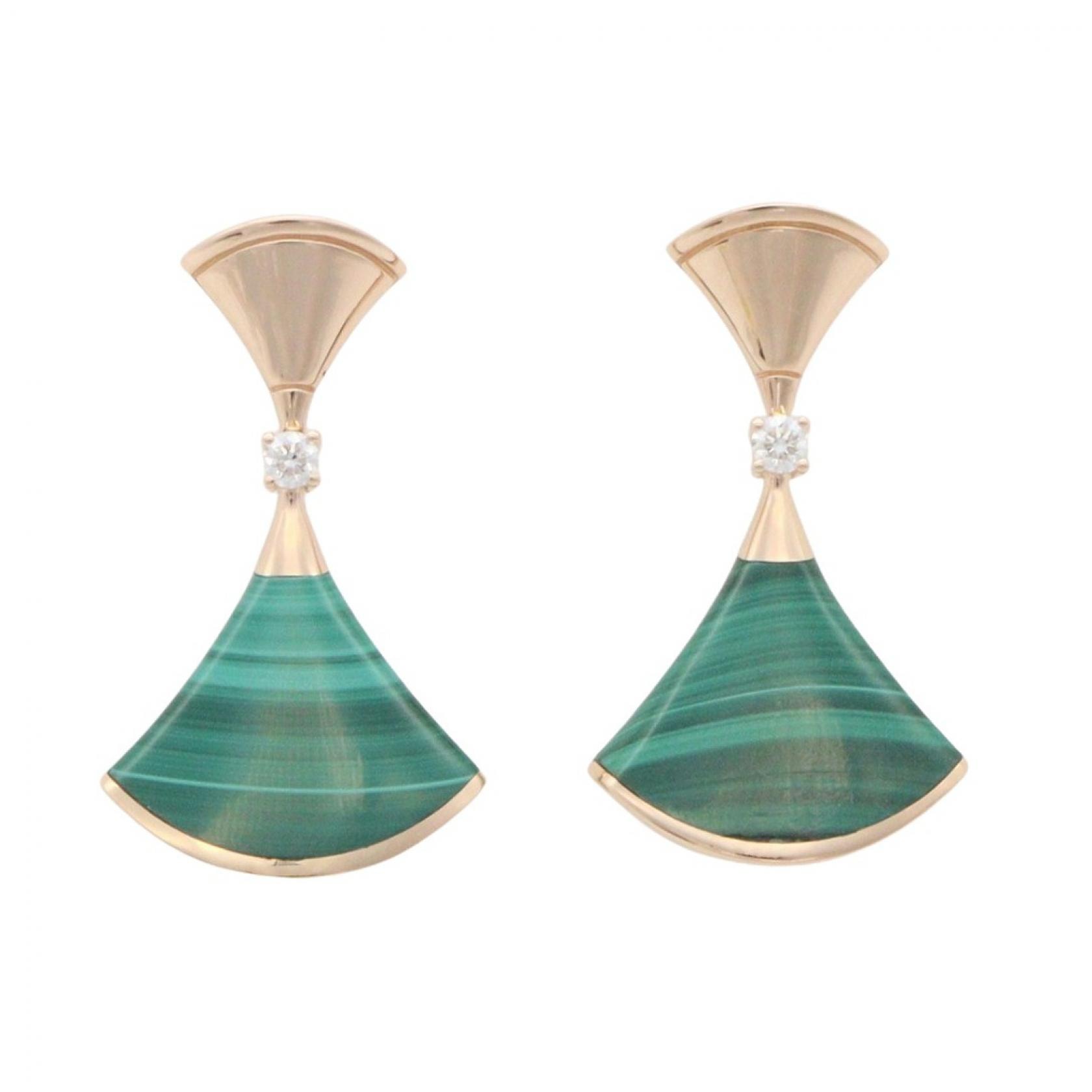 ブルガリ BVLGARI ディーヴァドリーム マラカイト ダイヤ ピアス ピアス ジュエリー K18PG(ピンクゴールド) ダイヤモンド マラカイト レディース ゴールド系 / グリーン系 / クリア系 【中古】