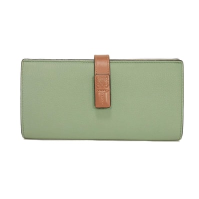 LOEWE ロエベ バーティカル ウォレット ラージ タン ブラウン グレージュ トリオカラー スナップボタン コンパートメント マチ付き 札入れ カードケース コインケース アナグラム ストラップ ローズマリー 長財布 C660S40X01