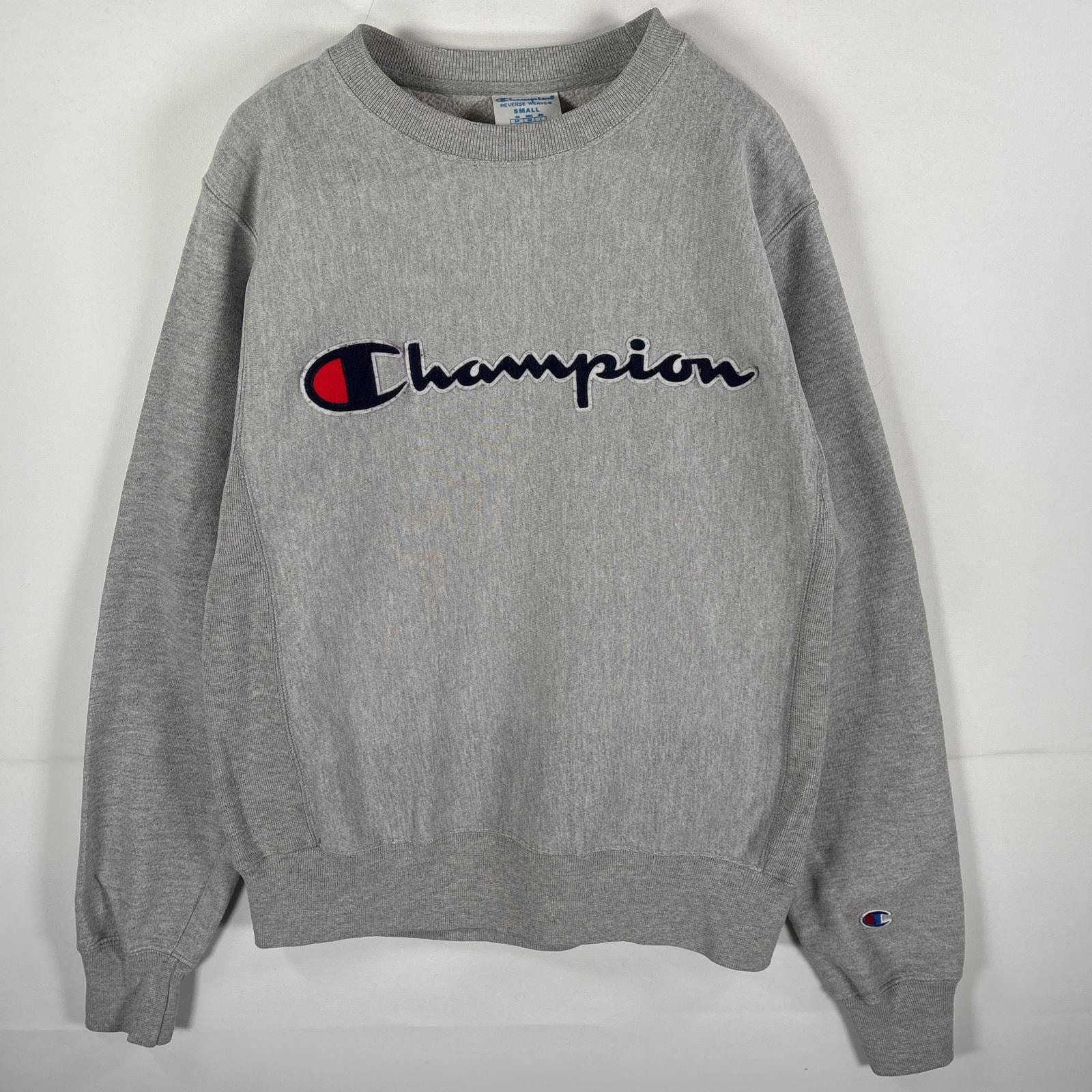 古着 チャンピオン Champion スウェット リバースウィーブ クルーネック 厚手 ワンポイントロゴ SMALL(JPN L) グレー メンズ