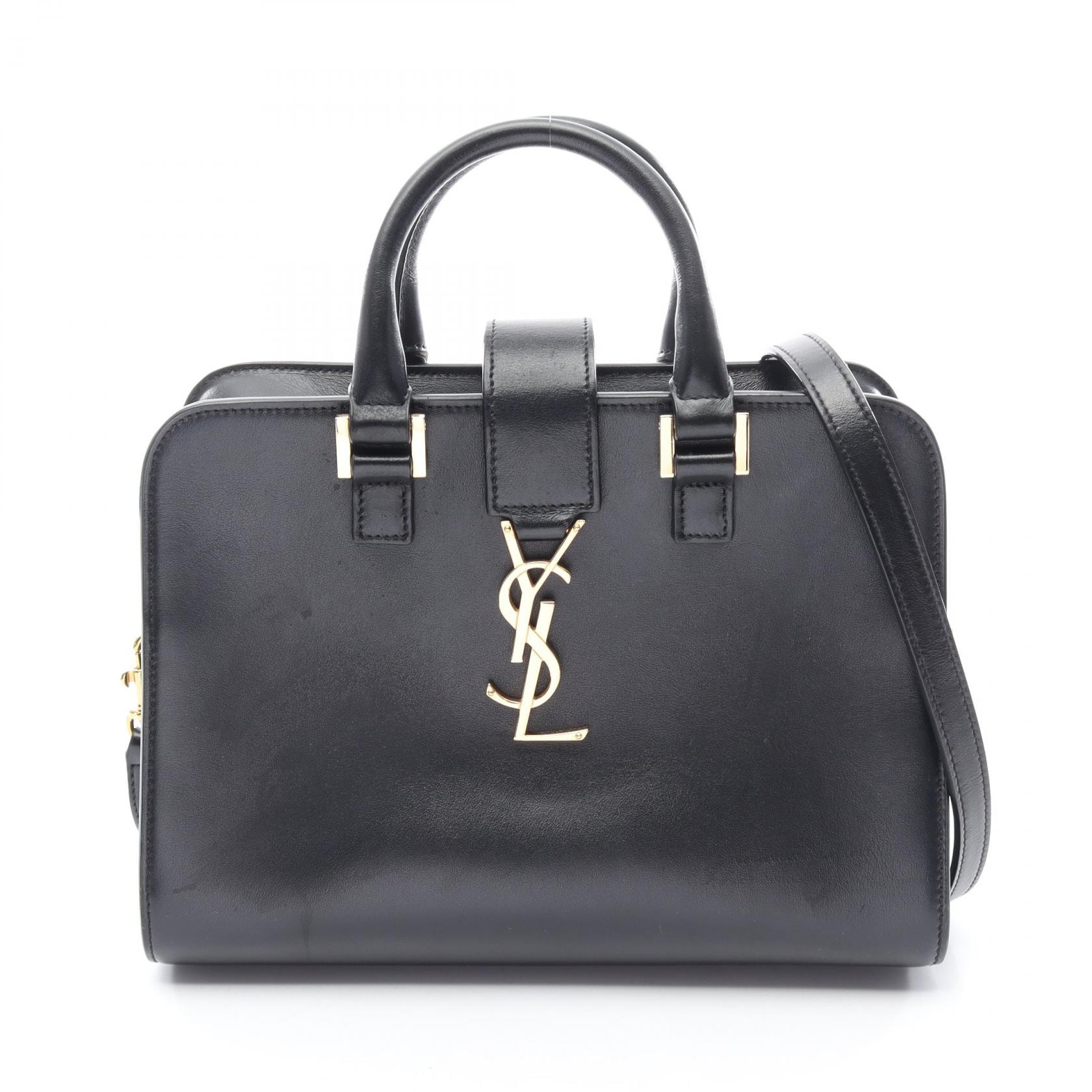 サンローランパリ SAINT LAURENT PARIS YSLライン ベイビー モノグラム カバス 2WAY ハンドバッグ バッグ レザー レディース ブラック系 568853 【中古】