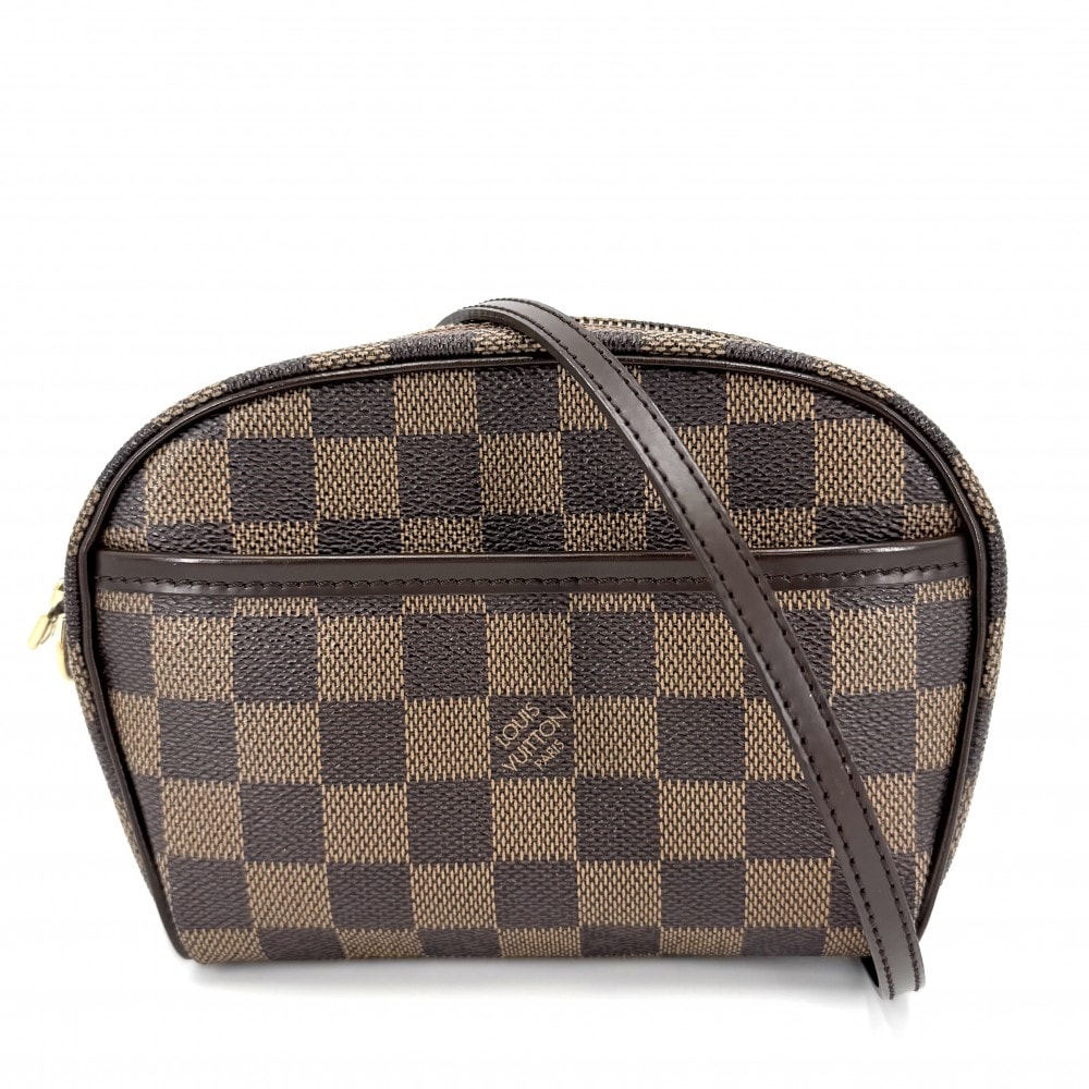 LOUIS VUITTON ルイヴィトン ショルダーバッグ ダミエ ポシェットイパネマ 小さめ 肩掛け 斜め掛け N51296    ブラウン 茶 ゴールド金具 レディース 美品【中古品】