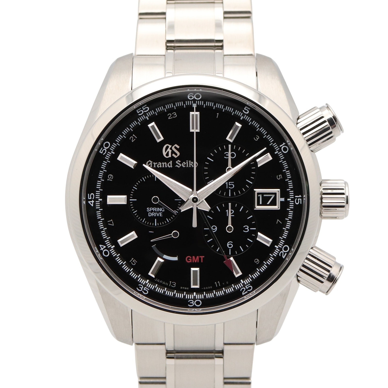 セイコー SEIKO グランドセイコー スポーツコレクション スプリングドライブ GMT 腕時計 時計 ステンレススチール メンズ ブラック系 SBGC203 【中古】