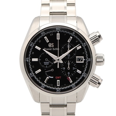 セイコー SEIKO グランドセイコー スポーツコレクション スプリングドライブ GMT 腕時計 時計 ステンレススチール メンズ ブラック系 SBGC203 【中古】