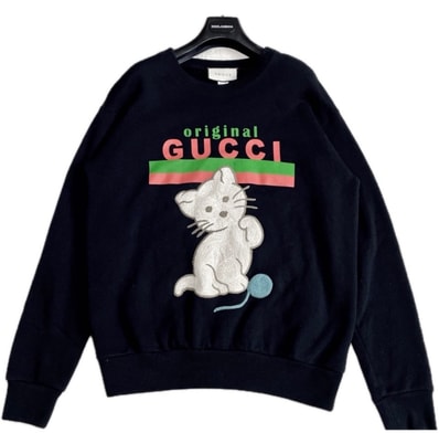 人気美品 GUCCI グッチ 刺繍 スウェット トレーナー シェリーライン 黒
