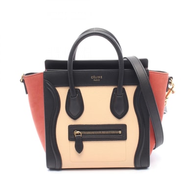 セリーヌ CELINE ラゲージ ナノショッパー 2WAY ハンドバッグ バッグ レザー レザー レディース ベージュ系 / ブラック系 / レッド系 【中古】