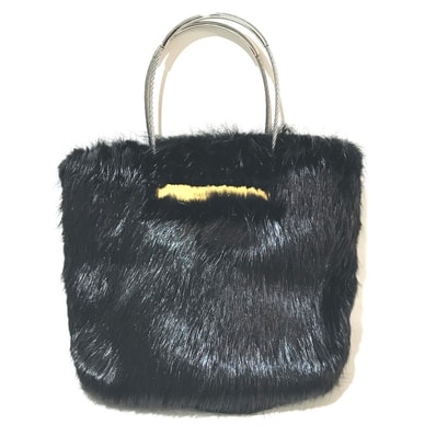 バレンシアガ BALENCIAGA ファー ケーブル カバン ファー トート ハンドバッグ ファー ブラック ブラック 新品同様