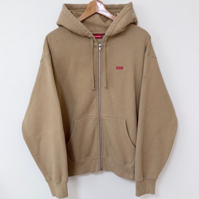 Supreme Small Box Zip Up Hooded Sweatshirt "Dark Tan"