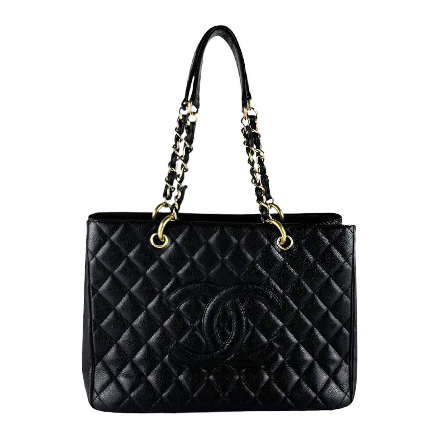 シャネル CHANEL トートバッグ GST グランドショッピングトート キャビアスキンレザー ブラック レディース【中古】 z10419