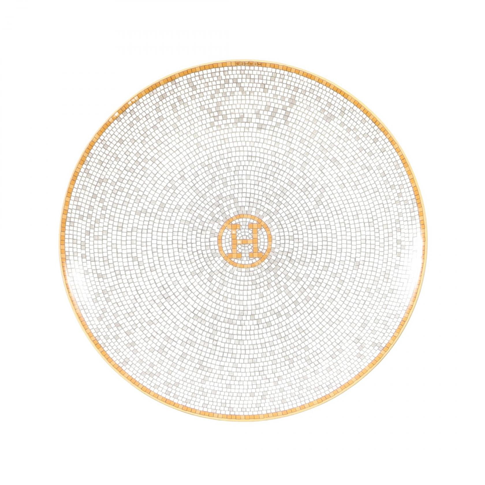 エルメス HERMES モザイク ヴァンキャトル 16cm プレート 食器 アクセサリー 陶器 メンズ レディース グレー系 / イエロー系 / マルチカラー 【中古】
