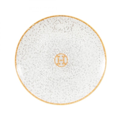 エルメス HERMES モザイク ヴァンキャトル 16cm プレート 食器 アクセサリー 陶器 メンズ レディース グレー系 / イエロー系 / マルチカラー 【中古】