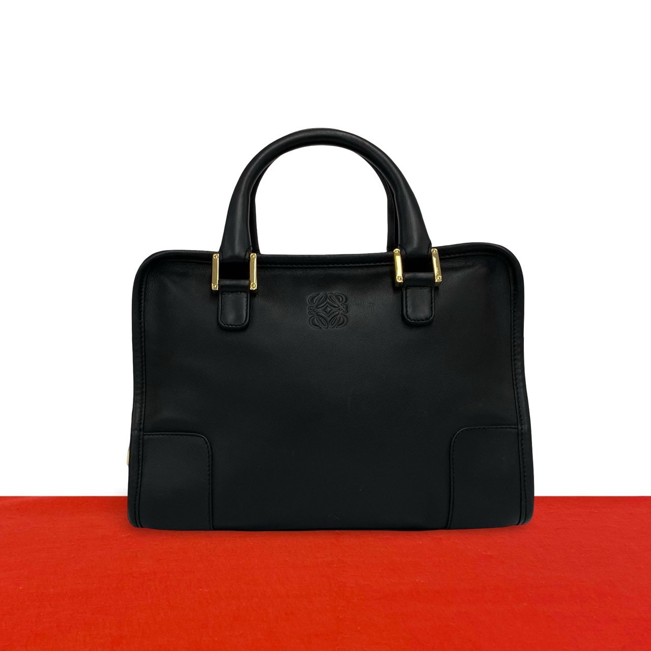 LOEWE ロエベ アマソナ アナグラム ロゴ レザー ハンドバッグ ブラック
 30389