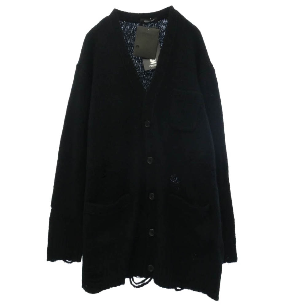 UNDERCOVER アンダーカバー 26AW UC2F4903 Distressed Design Knit Oversized Cardigan ウール カシミヤ グランジ ダメージ カーディガン ブラック系 2【極上美品】【中古】