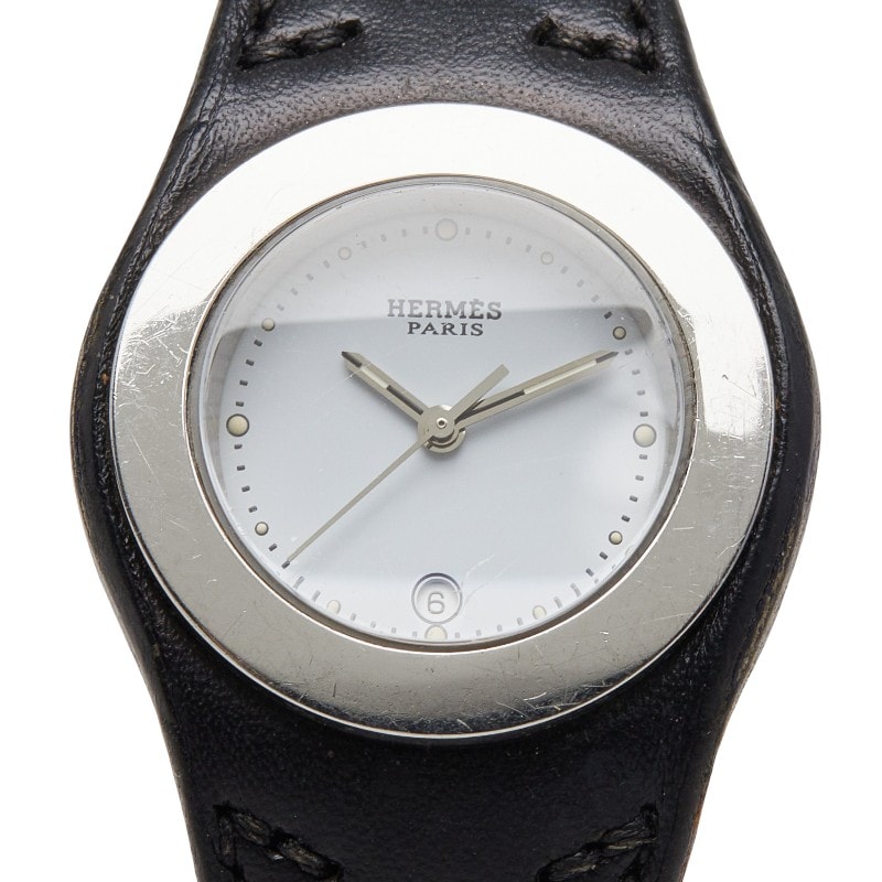 エルメス アーネ 腕時計 HA3.210 クオーツ ホワイト文字盤 ステンレススチール レザー レディース HERMES 【中古】