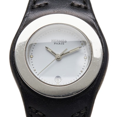エルメス アーネ 腕時計 HA3.210 クオーツ ホワイト文字盤 ステンレススチール レザー レディース HERMES 【中古】