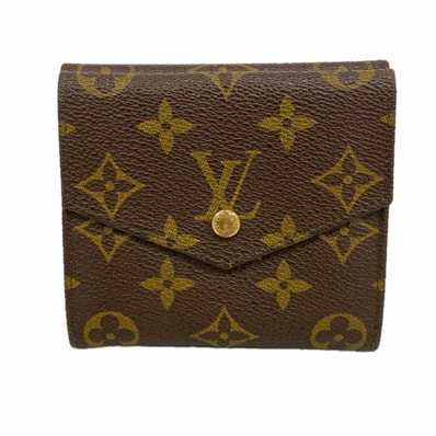 【6dd5209】ルイヴィトン 三つ折り財布 モノグラム ポルトモネビエカルトクレディ M61660 ブラウン【中古】レディース